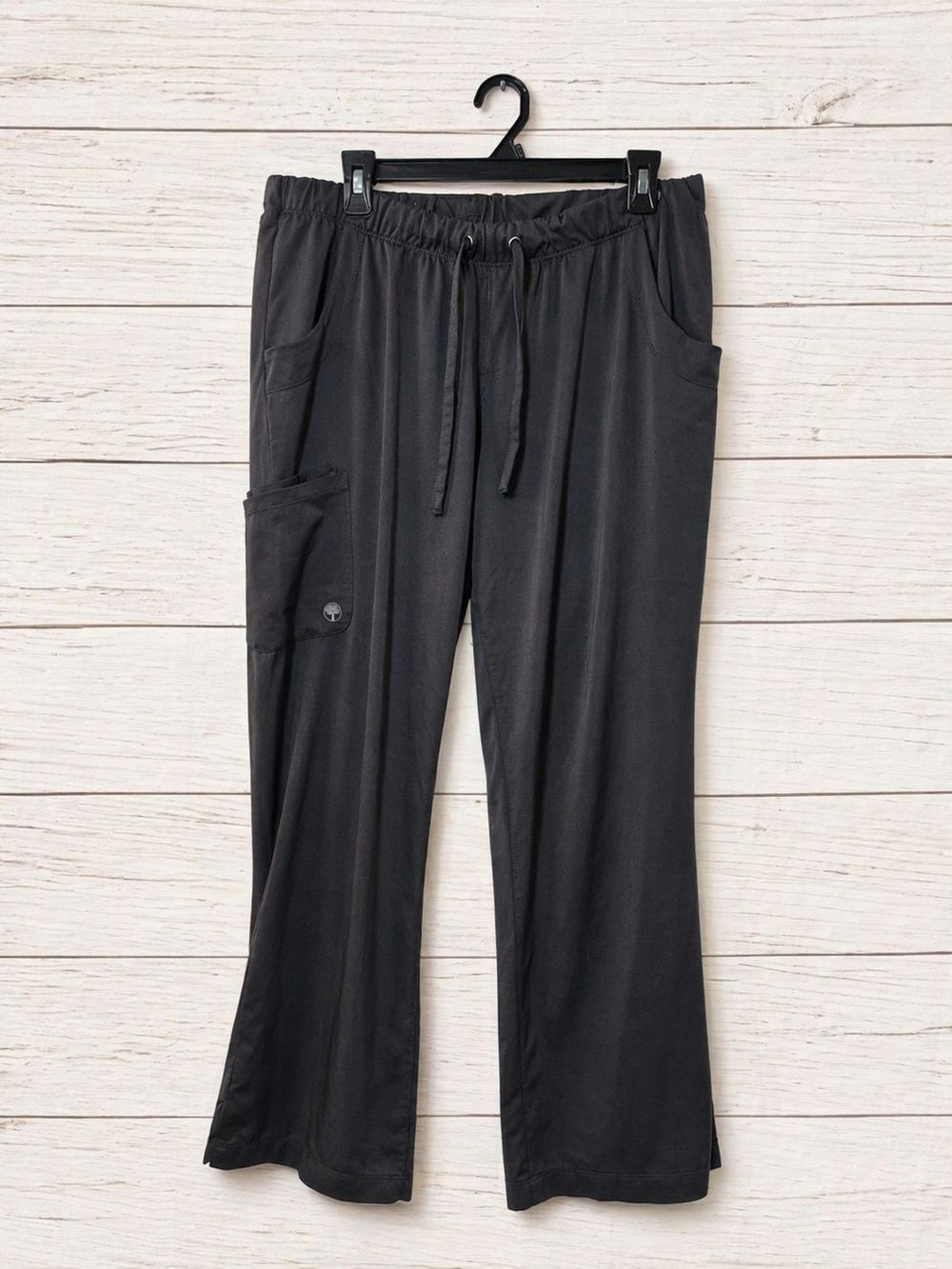 healing hands Dark Gray Drawstring Scrub Pants Large Petite